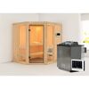 Elementsauna 'Ana 1' naturbelassen mit bronzierter Tür 9 kW Bio-Ofen Edelstahl externe Steuerung Easy 196 x 170 x 198 cm