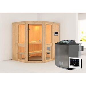 Elementsauna 'Ana 1' naturbelassen mit bronzierter Tür 9 kW Bio-Ofen Edelstahl externe Steuerung Easy 196 x 170 x 198 cm