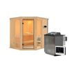 Elementsauna 'Ana 1' naturbelassen mit bronzierter Tür 9 kW Bio-Ofen Edelstahl externe Steuerung Easy 196 x 170 x 198 cm