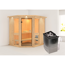 Eck-Sauna aus Holz mit Saunaofen
