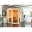 Elementsauna 'Ana 1' naturbelassen mit Kranz 9 kW Bio-Ofen externe Steuerung Easy 210 x 184 x 202 cm
