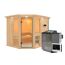 Elementsauna 'Ana 3' naturbelassen mit Kranz und bronzierter Tür 9 kW Bio-Ofen externe Steuerung Easy 245 x 210 x 202 cm