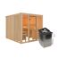 Elementsauna 'Arabella' naturbelassen mit bronzierter Tür und Glasfront 9 kW Ofen integrierte Steuerung 216 x 234 x 198 cm