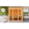Elementsauna 'Arabella' naturbelassen mit Kranz bronzierter Tür und Glasfront 9 kW Bio-Ofen externe Steuerung 240,5 x 248 x 202 cm