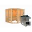 Eck-Sauna aus Holz mit Saunaofen