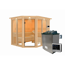 Verkleinertes Bild von Sauna 'Ariadna 3' naturbelassen mit Kranz und bronzierter Tür 9 kW Ofen externe Steuerung 245 x 210 x 202 cm