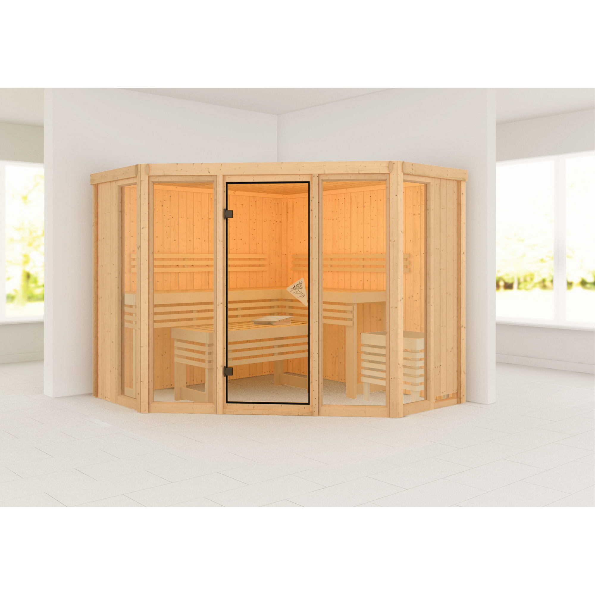 Sauna 'Aurelia 2' naturbelassen mit bronzierter Tür 231 x 231 x 198 cm + product picture