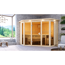 Verkleinertes Bild von Sauna 'Aurelia 2' naturbelassen mit Kranz und bronzierter Tür 9 kW Ofen integrierte Steuerung 245 x 245 x 202 cm