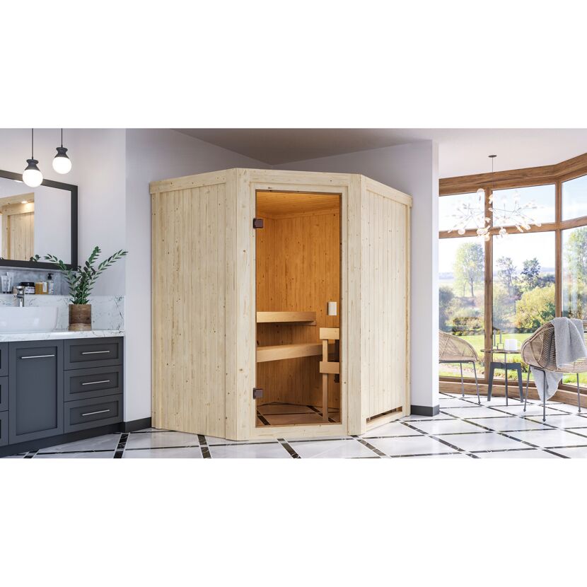 Elementsauna 'Beatriz' naturbelassen mit bronzierter Tür 170 x 151 x 198 cm