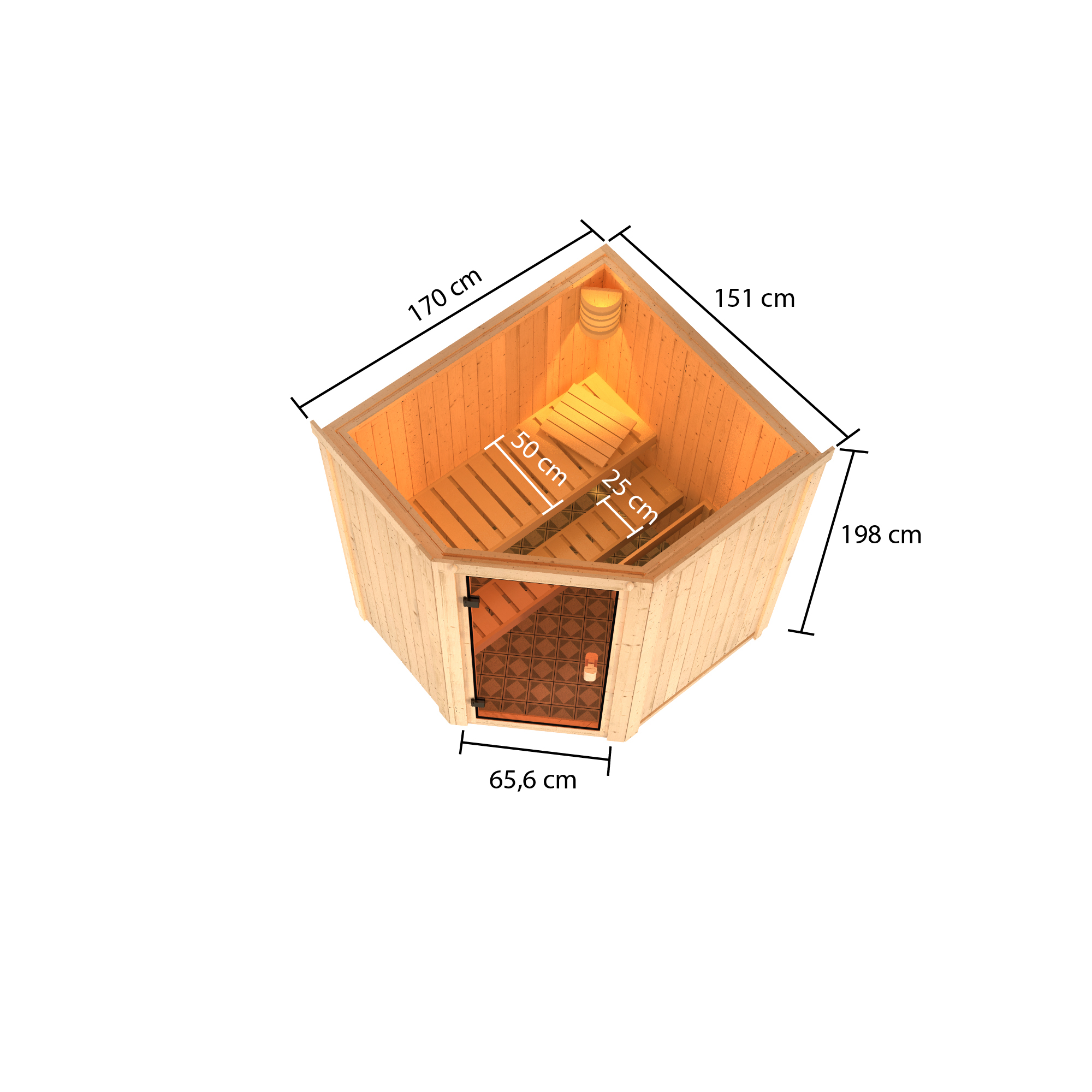 Elementsauna 'Beatriz' naturbelassen 9 kW Ofen externe Steuerung 170 x 151 x 198 cm + product picture