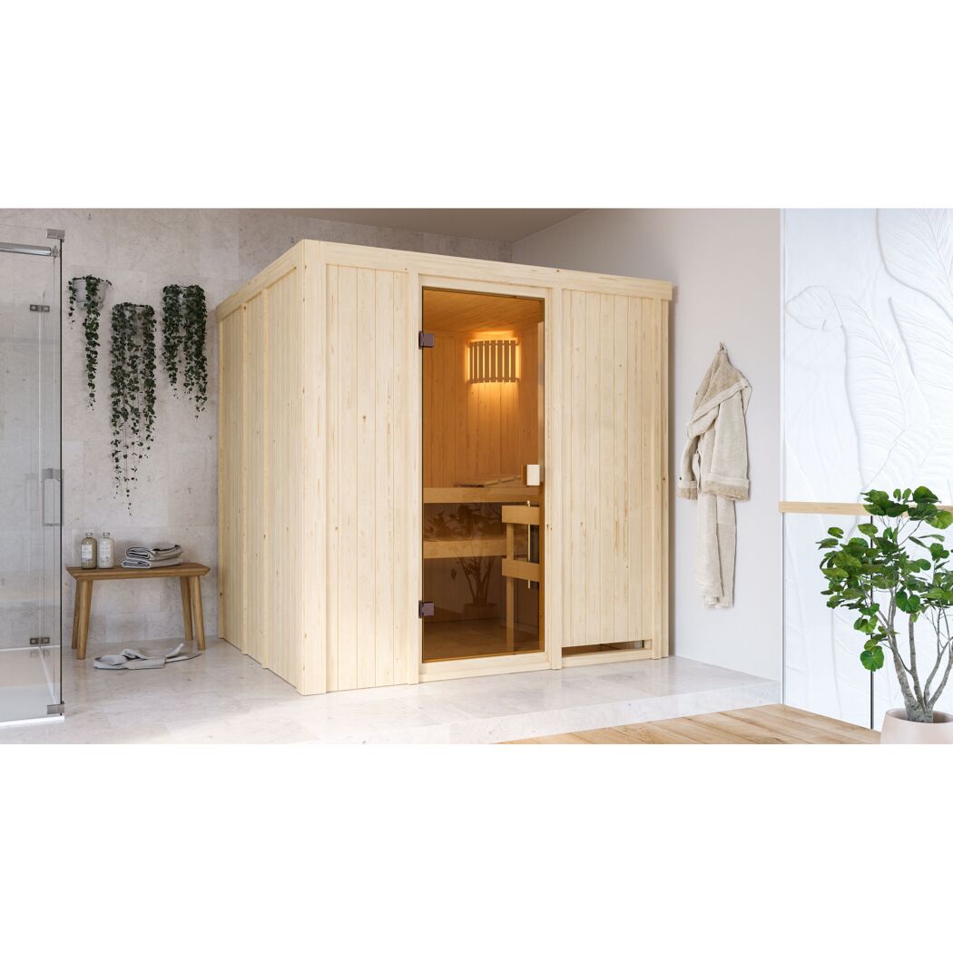 Sauna Belinda Front ohne Aufgussofen natur