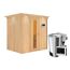 Sauna aus Holz mit Saunaofen