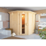 Elementsauna 'Celeste' naturbelassen mit Kranz 3,6 kW Ofen integrierte Steuerung 210 x 184 x 202 cm