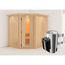 Elementsauna 'Celeste' naturbelassen mit Kranz 3,6 kW Ofen integrierte Steuerung 210 x 184 x 202 cm