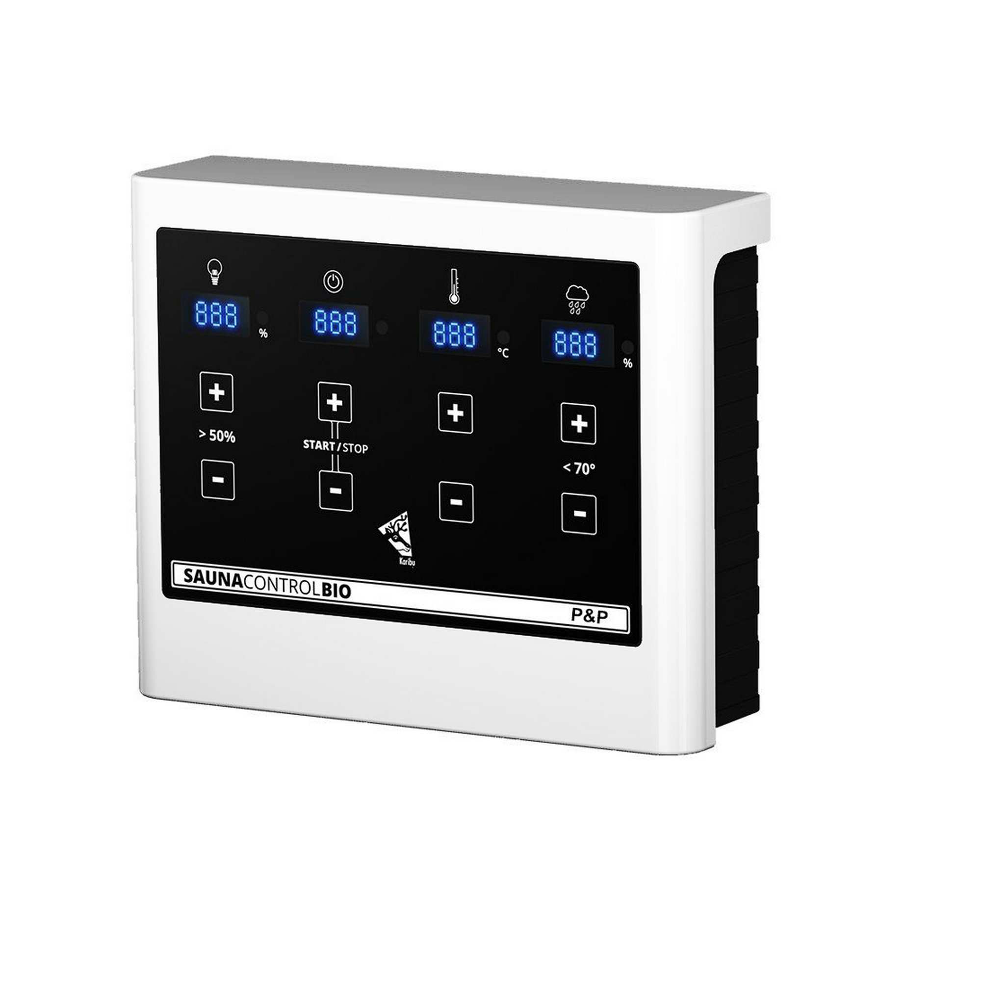 Massivholzsauna 'Lucia' naturbelassen 3,6 kW Ofen Bio externe Steuerung 196 x 170 x 208 cm