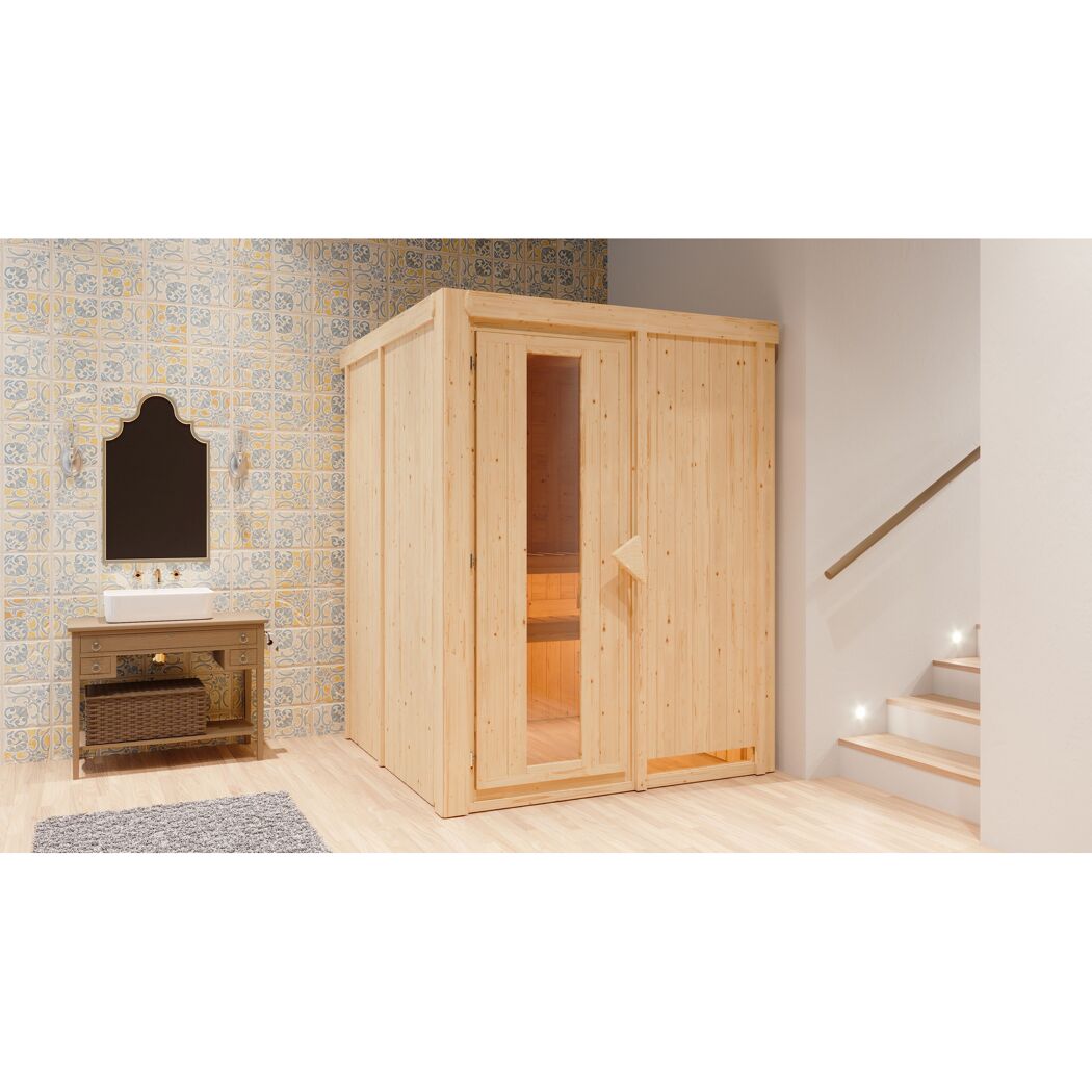 Sauna Paula Front natur in einem Badezimmer