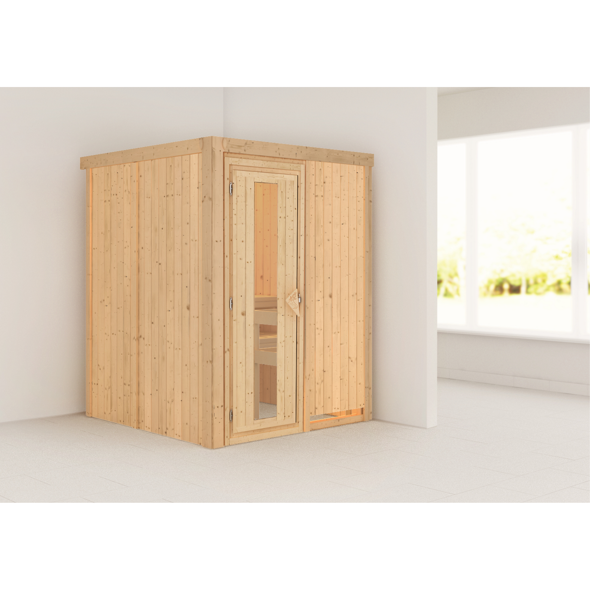 Elementsauna 'Paula' naturbelassen mit Energiespartür 151 x 151 x 198 cm + product picture