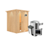 Elementsauna 'Paula' naturbelassen mit Kranz und Energiespartür 3,6 kW Ofen externe Steuerung Easy 165 x 165 x 202 cm