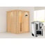 Elementsauna 'Paula' naturbelassen mit Kranz und Energiespartür 3,6 kW Bio-Ofen externe Steuerung Easy 165 x 165 x 202 cm