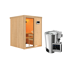 Elementsauna 'Paula' naturbelassen mit bronzierter Tür 3,6 kW Bio-Ofen externe Steuerung Easy 151 x 151 x 198 cm