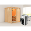Elementsauna 'Paula' naturbelassen mit Kranz und bronzierter Tür 3,6 kW Ofen integrierte Steuerung 165 x 165 x 202 cm