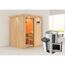 Elementsauna 'Paula' naturbelassen mit Kranz und bronzierter Tür 3,6 kW Ofen externe Steuerung Easy 165 x 165 x 202 cm