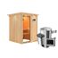 Elementsauna 'Paula' naturbelassen mit Kranz und bronzierter Tür 3,6 kW Ofen externe Steuerung Easy 165 x 165 x 202 cm