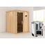 Sauna aus Holz mit Saunaofen