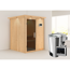 Sauna aus Holz mit Saunaofen