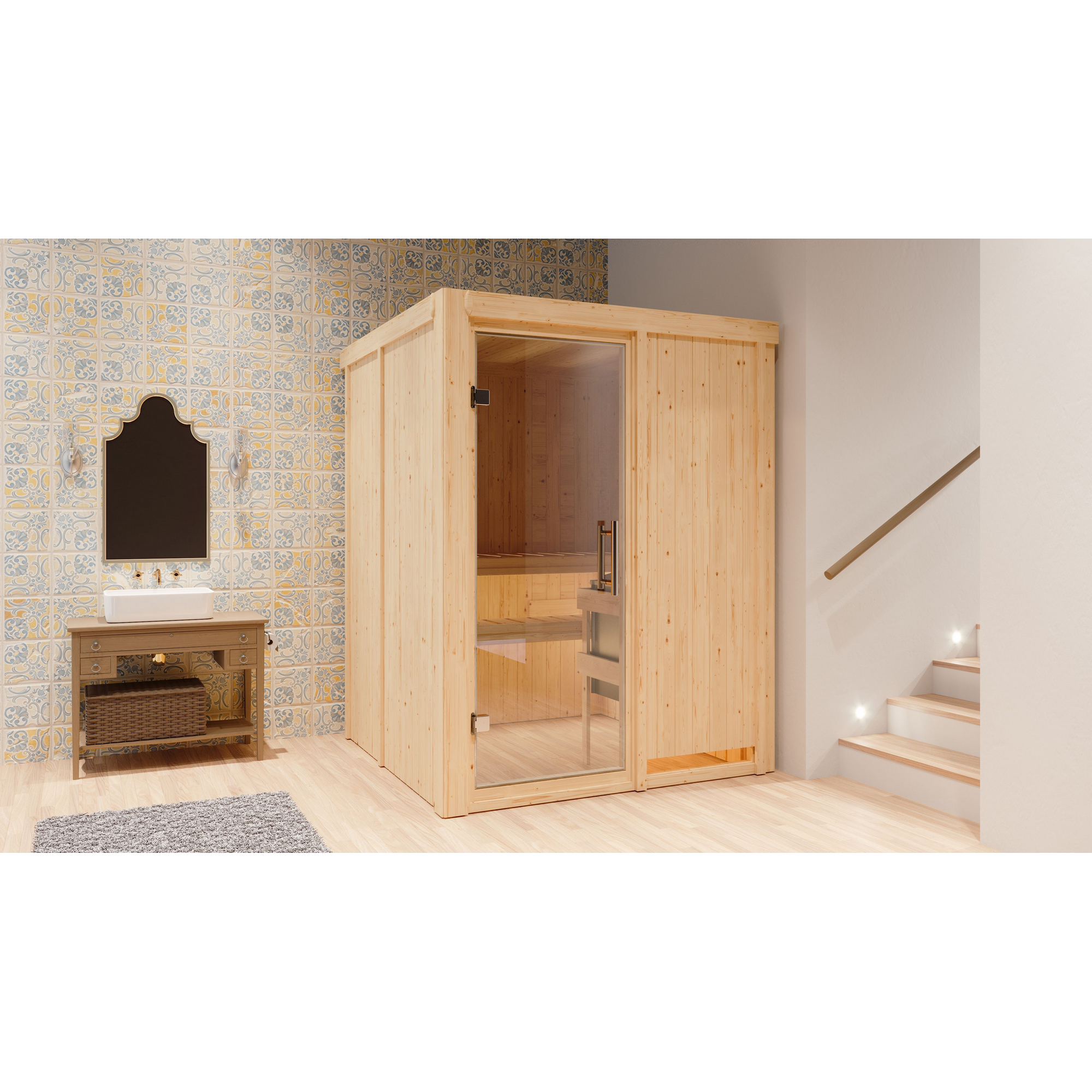 Elementsauna 'Paula' naturbelassen mit Klarglastür 151 x 151 x 198 cm + product picture