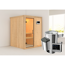 Elementsauna 'Paula' naturbelassen mit Klarglastür 3,6 kW Ofen externe Steuerung Easy 151 x 151 x 198 cm