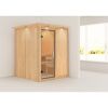 Sauna Paula aus hellem Holz mit Glastür