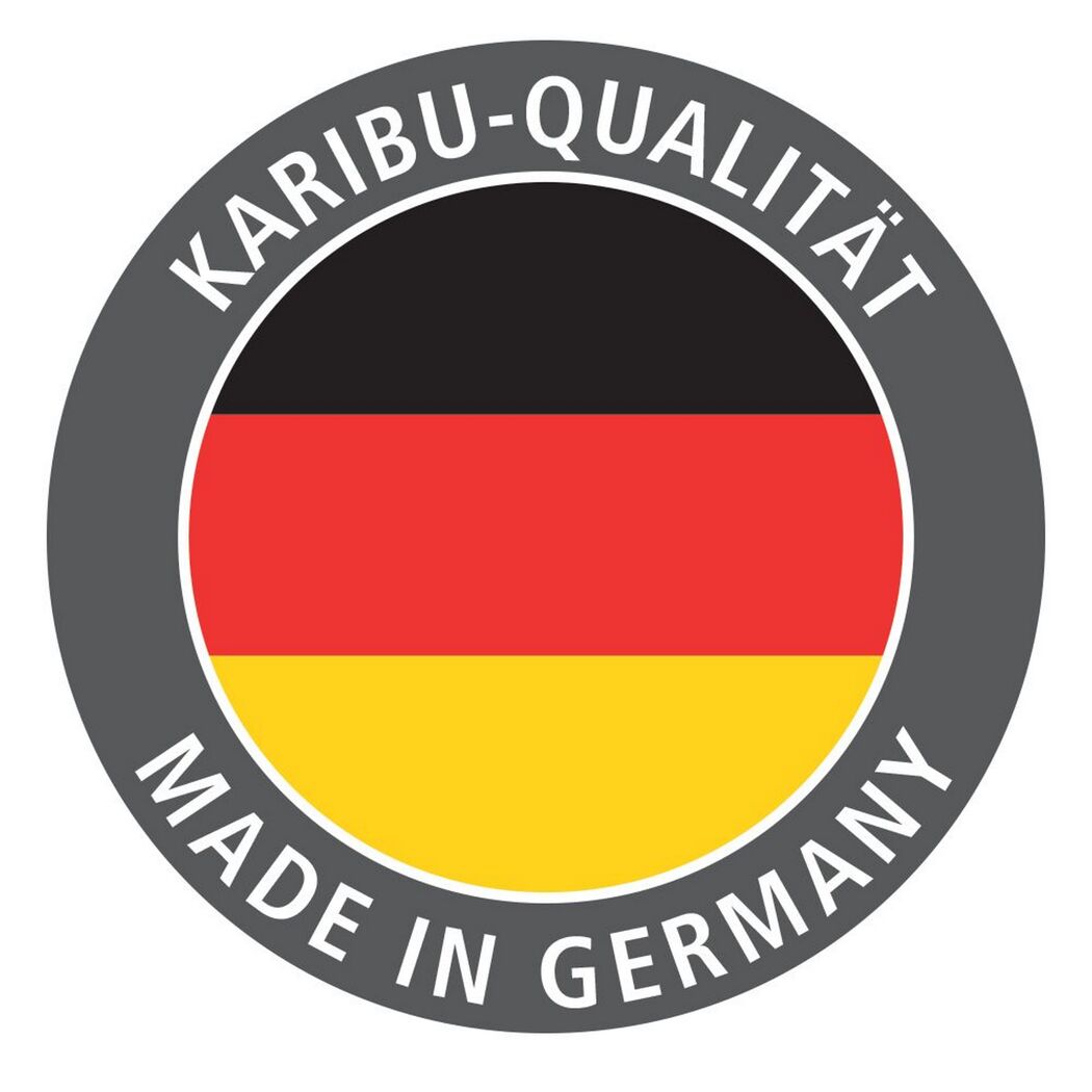 Karibu-Qualität Made in Germany Siegel mit deutscher Flagge