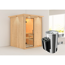 Elementsauna 'Paula' naturbelassen mit Kranz und Klarglastür 3,6 kW Ofen integrierte Steuerung 165 x 165 x 202 cm