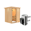 Elementsauna 'Paula' naturbelassen mit Kranz und Klarglastür 3,6 kW Ofen integrierte Steuerung 165 x 165 x 202 cm