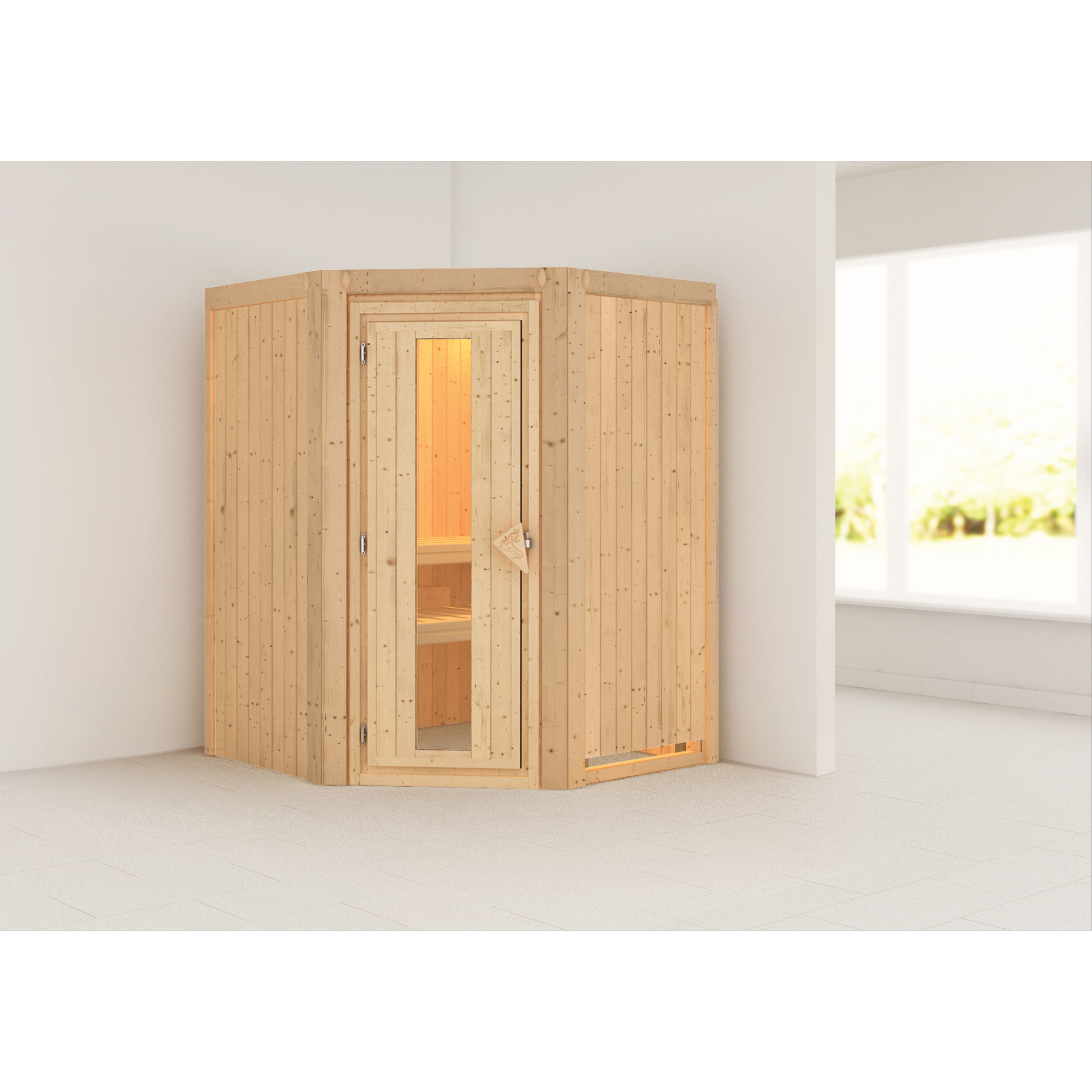 Elementsauna 'Valeria' naturbelassen mit Energiespartür 151 x 151 x 198 cm + product picture