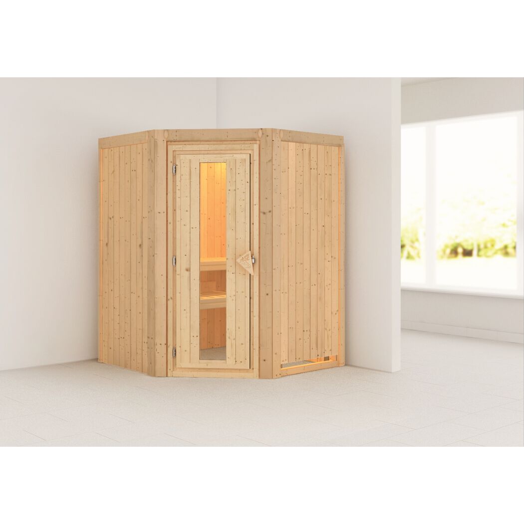 Elementsauna 'Valeria' naturbelassen mit Energiespartür 151 x 151 x 198 cm