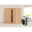 Eck-Sauna aus Holz mit Saunaofen