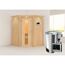 Ecksauna aus Holz mit Saunaofen