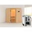 Elementsauna 'Valeria' naturbelassen mit Klarglastür 3,6 kW Bio-Ofen externe Steuerung Easy 151 x 151 x 198 cm