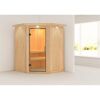 Elementsauna 'Valeria' naturbelassen mit Kranz und Klarglastür 165 x 165 x 202 cm