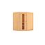 Eck-Sauna aus hellem Holz.