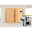 Eck-Sauna aus Holz mit Saunaofen