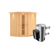 Elementsauna 'Emma' naturbelassen mit Energiespartür und Kranz 3,6 kW Ofen integrierte Steuerung 184 x 165 x 202 cm