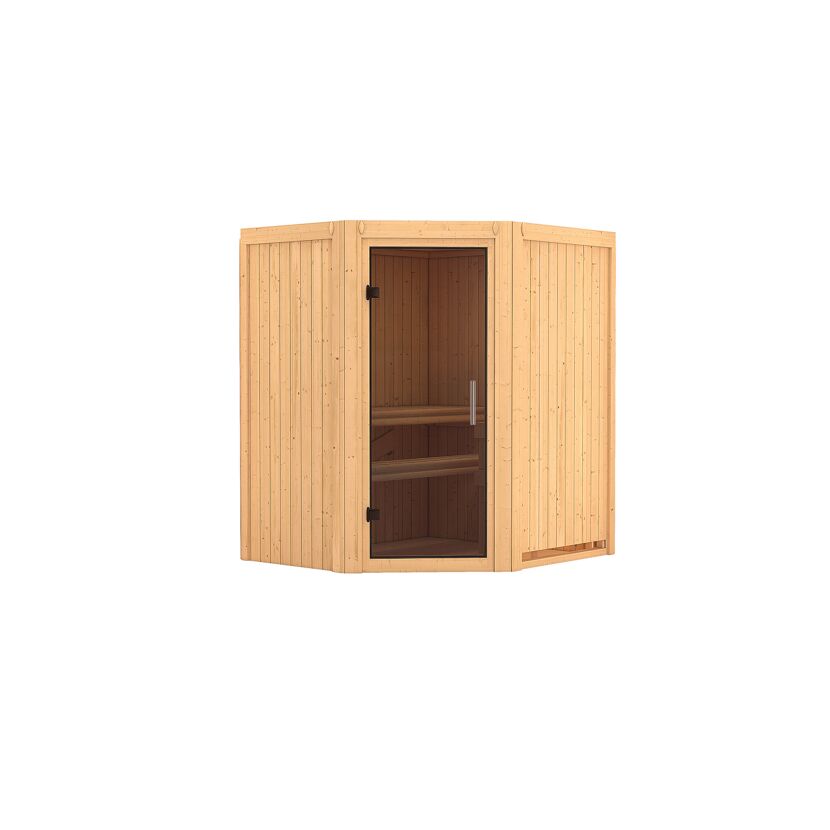 Elementsauna 'Emma' naturbelassen mit graphitfarbener Tür 170 x 151 x 198 cm