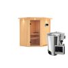 Elementsauna 'Emma' naturbelassen mit Kranz und Klarglastür 3,6 kW Bio-Ofen externe Steuerung Easy 184 x 165 x 202 cm