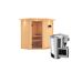 Elementsauna 'Emma' naturbelassen mit Kranz und Klarglastür 3,6 kW Bio-Ofen externe Steuerung Easy 184 x 165 x 202 cm