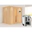 Elementsauna 'Carla' naturbelassen mit Kranz und Energiespartür 3,6 kW Bio-Ofen externe Steuerung Easy 210 x 165 x 202 cm