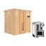 Elementsauna 'Carla' naturbelassen mit Kranz und Energiespartür 3,6 kW Bio-Ofen externe Steuerung Easy 210 x 165 x 202 cm