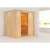 Elementsauna 'Carla' naturbelassen mit Kranz und bronzierter Tür 210 x 165 x 202 cm